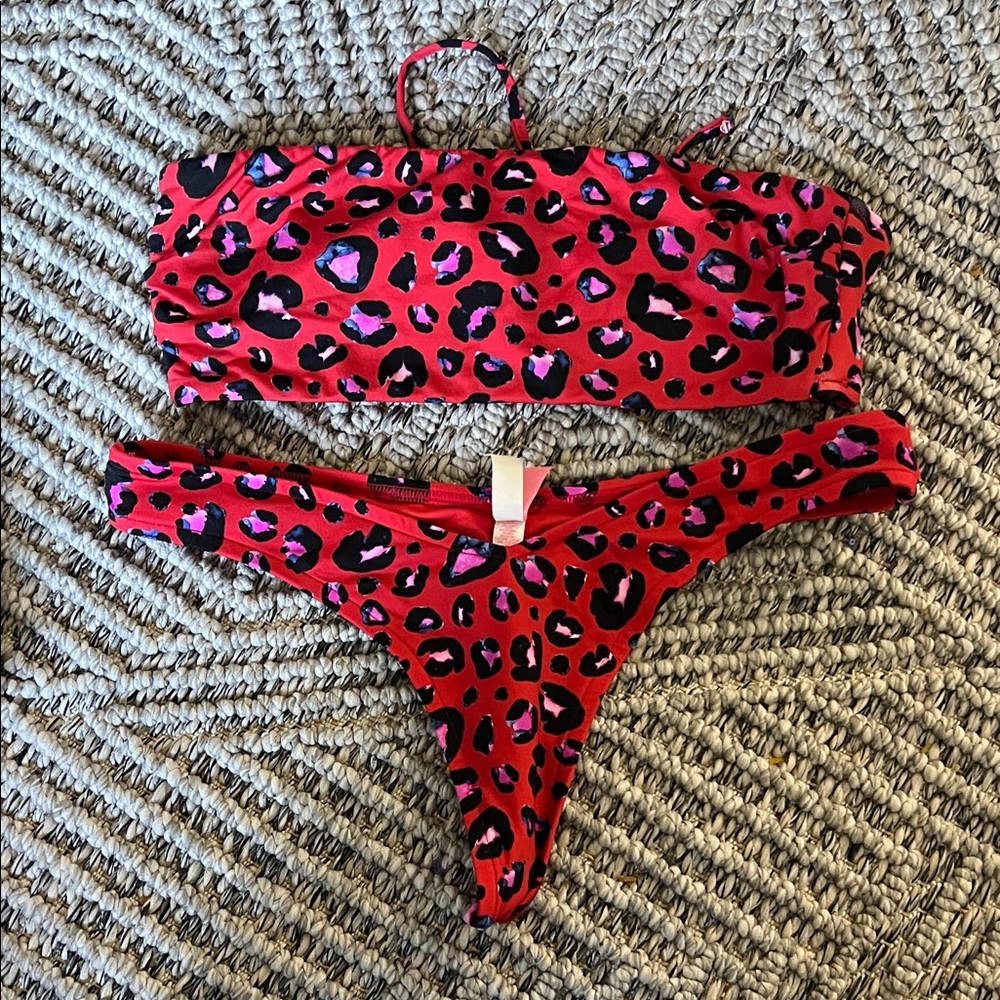 Victoria's Secret Red Leopard Print Bikini